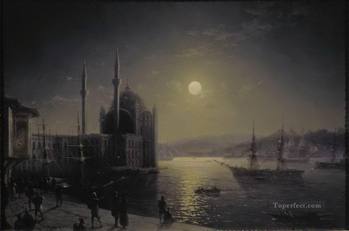 moonlit night on the bosphorus 1894 Romantic Ivan Aivazovsky Russian Oil Paintings